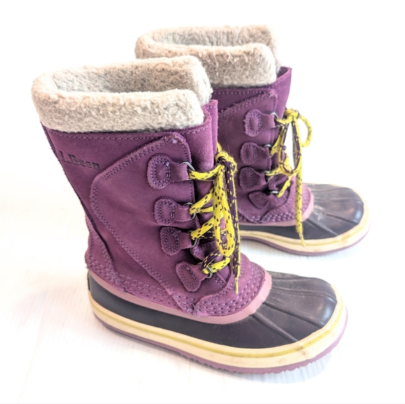 L.L. Bean Other - L.L. BEAN Kids Purple Suede Lace-up Winter Snow Duck Boots Size 1